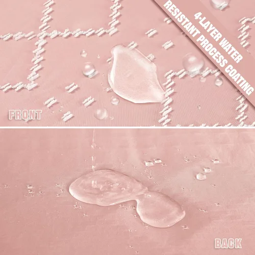 Miniatura 4 de Siiluminisoy Cortina de ducha bohemia rosa con textura y borlas de 72 x 72 pulgadas con tul, cortina de ducha de chenilla tejida con rayas chevrón
