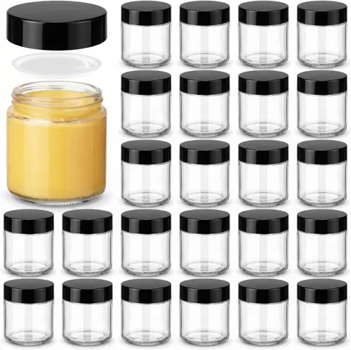 Miniatura 14 de Norme 48 frascos de vidrio de 4 onzas con tapas a prueba de fugas, redondos, herméticos, vacíos, frascos cosméticos con forros internos en la tapa