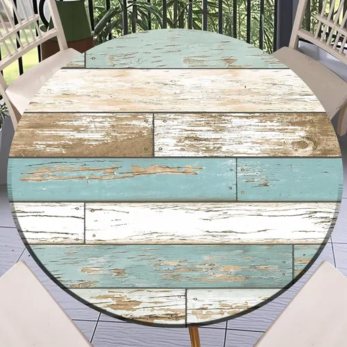 Miniatura 5 de Round Fitted Tablecloth with Elastic Outdoor Table Cover Round Elastic Tablecloths for Tables Waterproof Wipeable Table Cloths for