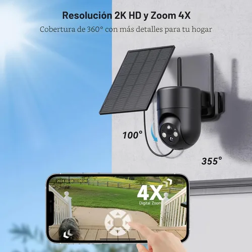 Miniatura 2 de ELYSOO Cámaras de seguridad inalámbricas para exteriores, visión nocturna a color 2K, cámara solar inalámbrica para exteriores para seguridad