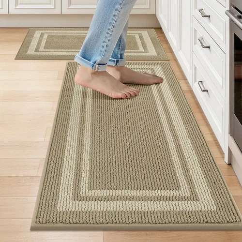 Miniatura 27 de COSY HOMEER Tapete de cocina antideslizantes, absorbentes para el piso, alfombra de cocina lavable, tapete de pie para fregadero, alfombra de Beige
