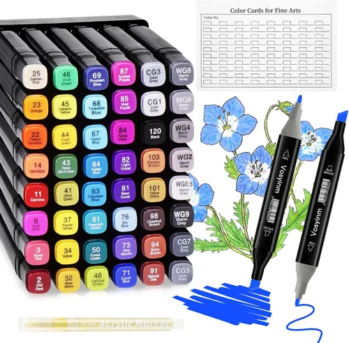 Juego de marcadores de alcohol de 48 colores - Marcadores de dibujo de doble punta a base de alcohol para adultos y niños, marcadores profesionales