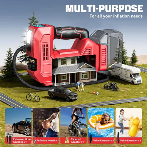 Miniatura 5 de Compresor de aire inalámbrico para inflador de neumáticos de 160 PSI, compatible con batería Milwaukee de 18 V, bomba de aire portátil LIVOWALNY
