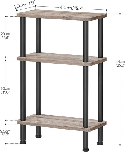 Miniatura 3 de HOOBRO - Mesa auxiliar estrecha, mesa auxiliar de 3 niveles sin necesidad de herramientas, montaje giratorio, mesita de noche delgada con estante