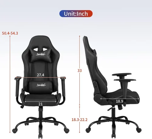 Miniatura 3 de Silla para videojuegos, silla de videojuegos, silla de juegos de computadora barata, silla de juegos de piel sintética, respaldo alto, silla Negro