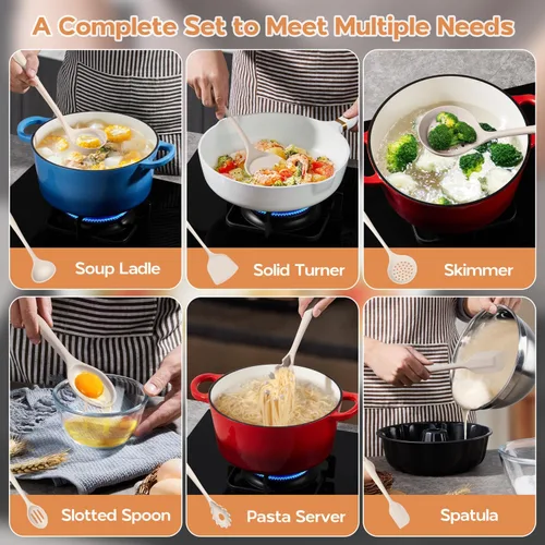 Miniatura 6 de Onader Juego de Utensilios de Cocina, Utensilios de Cocina de Silicona No Tóxicos, 6 Piezas Gadgets de Cocina Resistentes al Calor para Utensilios