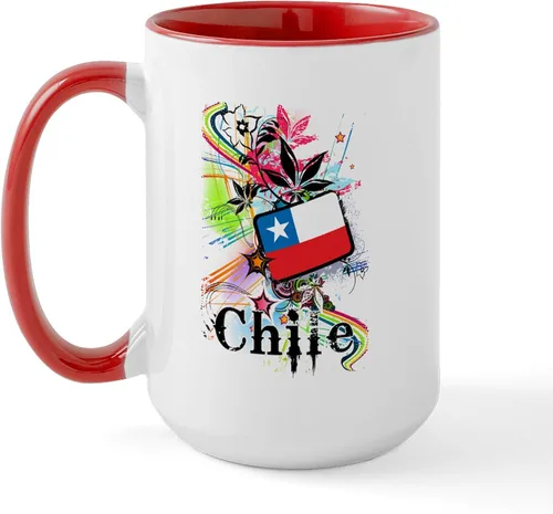 Miniatura 34 de CafePress Taza de café de cerámica extra grande de 15 oz (15.0 fl oz) con bandera de Chile