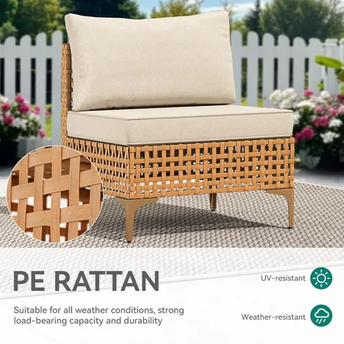 Miniatura 6 de YITAHOME Juego de muebles de mimbre para patio, sofá modular de 3 piezas para exteriores con mesa de luz solar, sofá para exteriores con cojines