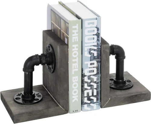 Miniatura 12 de MyGift Sujetalibros Decorativos, Sujetalibros para Estantes, Sujetalibros de Metal para Libros Pesados, Decoración de Oficina para Hombres, Tope