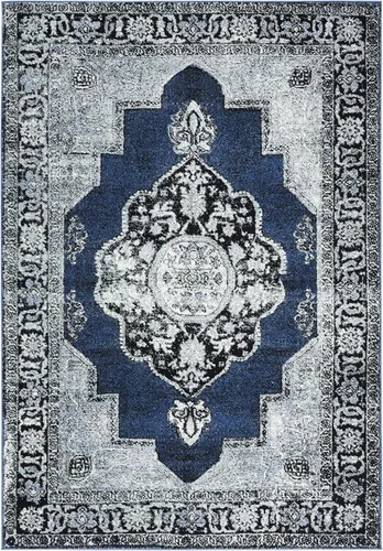 SAFAVIEH Vintage Hamadan Collection - Alfombra decorativa, 2'3" x 4', azul y gris, diseño persa oriental, no desprende pelusa y de fácil cuidado,