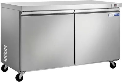Kratos Congelador comercial bajo encimera, 61" W, 2 puertas, acero inoxidable (69K-753)