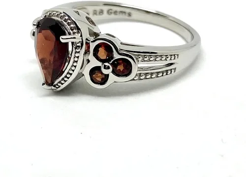 Miniatura 2 de RB Gems Anillo de plata de ley 925 con gemas auténticas en forma de pera de 9 x 6 pulgadas con bisel acentuado acabado chapado en rodio