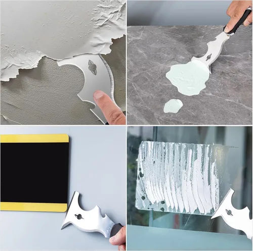 Miniatura 6 de Mister Rui Paquete de 2 Cuchillos de Masilla 10 en 1 - Herramienta Multiusos para Pintores, Cuchillo de Cinta, Raspador de Pintura y Metal