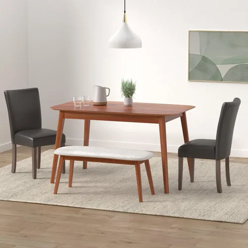 Miniatura 138 de Homepop Silla de comedor con detalles festoneados, sillas de comedor Parsons tapizadas, muebles decorativos para el hogar, tejido gris claro