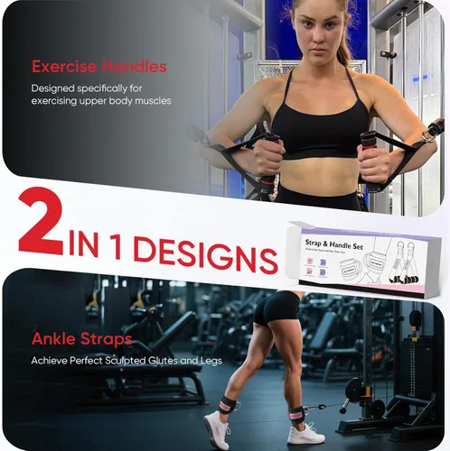 Miniatura 7 de FitBeast Sistema de poleas para gimnasio y tobillo y asas de gimnasio, sistema de polea de peso para gimnasio LAT Pulldown, correa de tobillo
