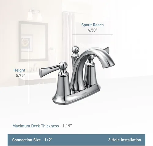 Miniatura 3 de Moen 4505BN Wynford - Grifo de baño de arco alto con dos asas, níquel cepillado cepillado níquel