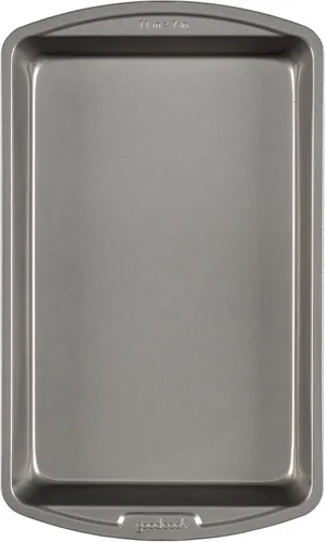 GoodCook Molde antiadherente de acero para hornear pasteles de 11" x 7", molde antiadherente multiusos para brownies, galletas y pasteles, gris