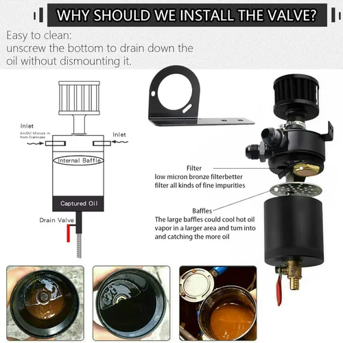 Miniatura 6 de 6AN lata de respiración con vaso de drenaje de 350ML y kit de montaje de manguera de combustible de 10 pies 6AN 3/8" con manguera de combustible