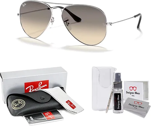 Miniatura 8 de Ray-Ban RB3025 - Lentes de sol de aviador de metal para hombre y mujer + paquete con kit de cuidado de gafas iWear de diseñador