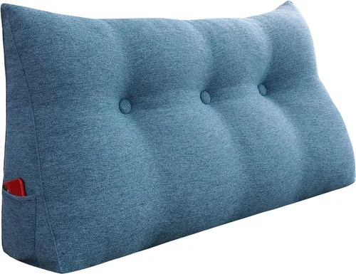 Miniatura 41 de Almohada de cuña gruesa de 14 libras tamaño King para cabecero, posicionador de cuerpo, almohada de lectura triangular para sentarse en la cama