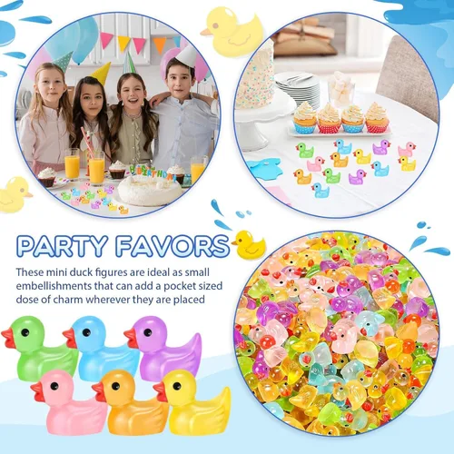 Miniatura 5 de Barydat 125 piezas de mini pato de resina de Navidad que brilla en la oscuridad, pequeño pato luminou, a granel para ocultar bromas, idea