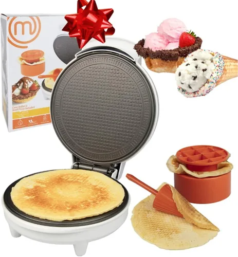 Miniatura 7 de MasterChef Máquina para hacer conos y tazones para gofres, incluye rodillo moldeador y prensa de cuencos, horneado casero, máquina de hierro