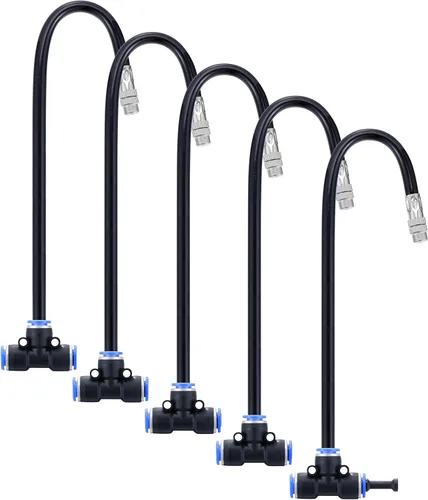 Miniatura 8 de Paquete de 5 boquillas de nebulización de latón con manguera integrada de 4 pulgadas para sistema de refrigeración al aire libre, rotación ajustable