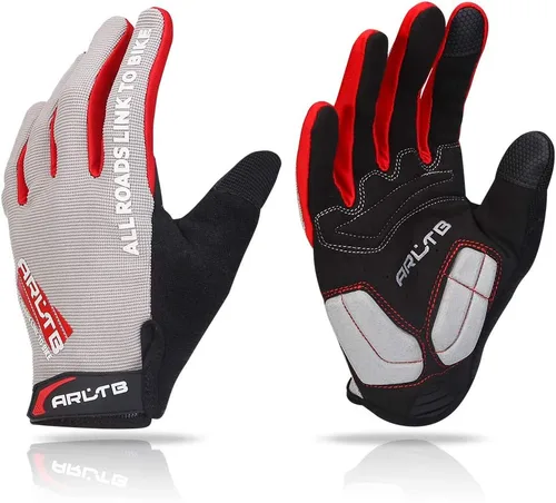Arltb guantes para bicicleta, 3 tamaños, 3 colores, guantes para ciclismo, bicicleta, mitones de dedo completo, acolchados, transpirables, ligeros