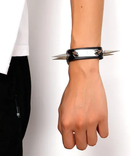 Miniatura 4 de Eigso Steampunk Retro Spike Cuff Bracelet para hombres y mujeres (negro)