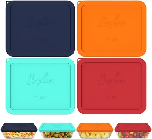 Miniatura 12 de Sophico Tapa rectangular de almacenamiento de silicona para 11 tazas de repuesto para cuencos de vidrio Pyrex 7212-PC, recipiente no incluido
