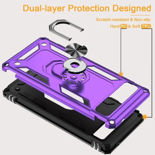 Miniatura 8 de Funda para Google Pixel 6a con protector de pantalla de vidrio templado [2 unidades], funda protectora de grado militar a prueba de golpes con Negro