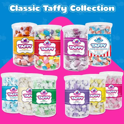 Miniatura 6 de Fairtime Caramelo de frambuesa azul, tarro de 21 onzas – Taffy de agua salada envuelta individualmente para regalos de dulces suaves y masticables