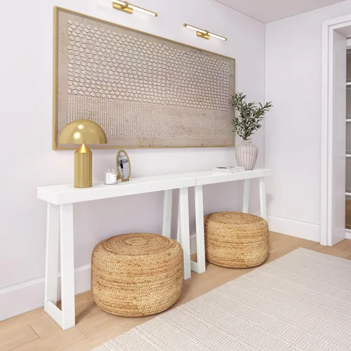 Miniatura 8 de Plank+Beam Mesa consola de madera maciza, 36 pulgadas, mesa de sofá, mesa de entrada estrecha para pasillo, detrás del sofá, sala de estar, Negro