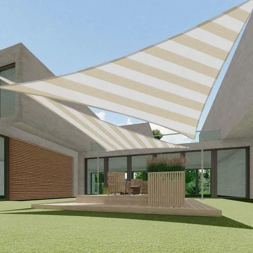 Miniatura 17 de ECOOPTS Toldo Vela Triangular de HDPE de 12'x12'x12' para Sombra Solar, Toldo para Patio Exterior Pérgola, Tela de Cobertura que Bloquea 95% UV Beige