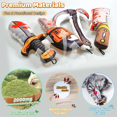 Miniatura 3 de Juguetes para Gatos [8000mg de Hierba Gatera Premium] Estilo Colorido de Dibujos Animados Terror Divertido Cuchillo Hierba Gatera Juguetes