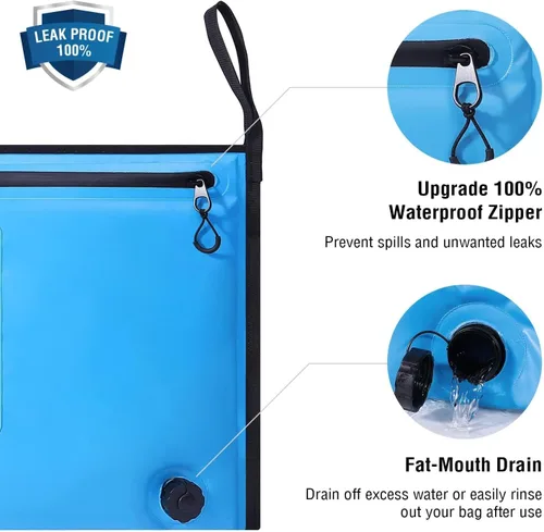 Miniatura 4 de Buffalo Gear Enfriador de pescado aislado – Bolsa para matar a prueba de fugas con 2 bolsas de hielo reutilizables – Cremallera impermeable portátil