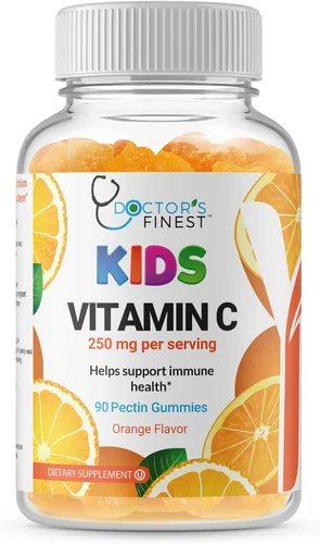 Doctors Finest - Gomitas de vitamina C para niños, veganas, sin OMG y sin gluten, masticables de pectina de gran sabor sabor a naranja, suplemento