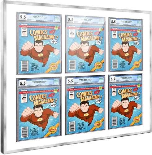 Miniatura 146 de Marco de cómic con paspartú para 8 CGC, CBCS o PGX Graded Comics - Marco de cómic blanco para cómics de 8.125 x 13 pulgadas Marco blanco