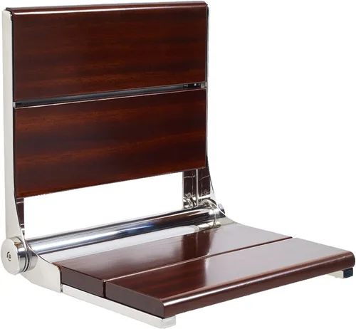 Miniatura 16 de Asiento de ducha de nogal, madera de contorno, banco plegable de montaje en pared para ducha interior, ADA Safety Aid, acero inoxidable 304, negro