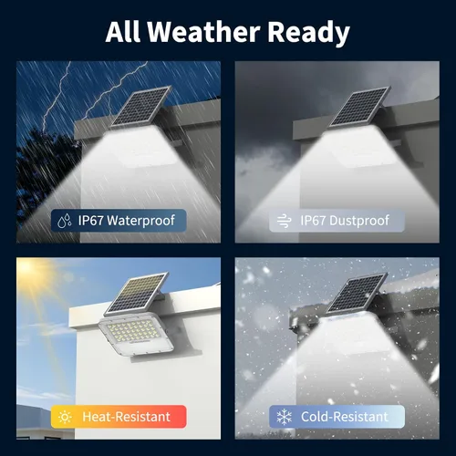 Miniatura 5 de Luces solares de 100W al aire libre 10000LM LED Luz automática con batería de 10000mAh, luz de seguridad de inundación solar alimentada por energía