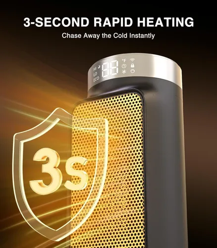 Miniatura 4 de Calentador eléctrico inteligente de 1500 W para espacios interiores - Control por WiFi/aplicación, control remoto incluido, temporizador de 24H, 5