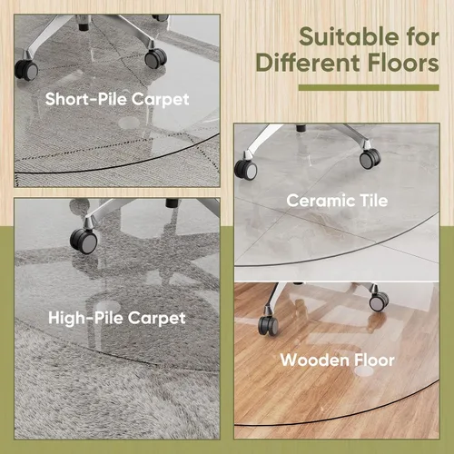 Miniatura 7 de Tapete redondo para silla de oficina para alfombra y madera dura, mejorado de 36 x 36 pulgadas, tapete de vidrio templado de doble uso para silla