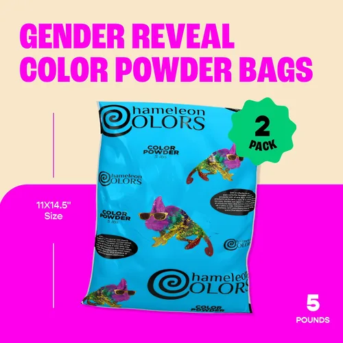 Miniatura 2 de Chameleon Colors Polvo azul para revelación de género, 2 bolsas de 5 libras, color azul vibrante, para bebé, bolsas de fácil apertura, fácil