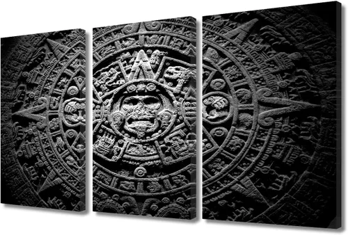 Miniatura 52 de Arte de pared de 3 piezas, pintura en lienzo del Día de los Muertos, Bailarín azteca, impresión sobre lienzo, festival mexicano, obra de arte