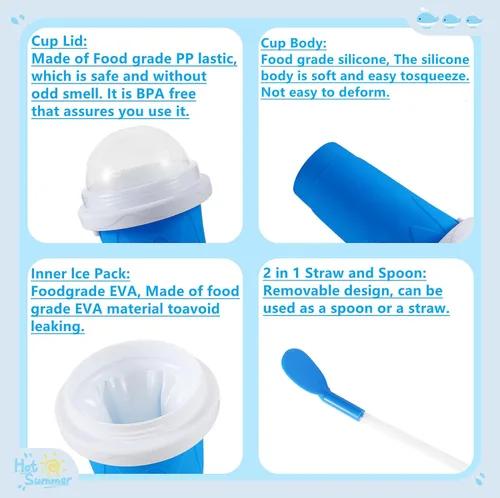 Miniatura 5 de REGNBUE Slushy Maker - Vaso mágico para hacer jugo, leche, yogur, helado, taza refrescante con tapa y popote para niños, amigos, familia