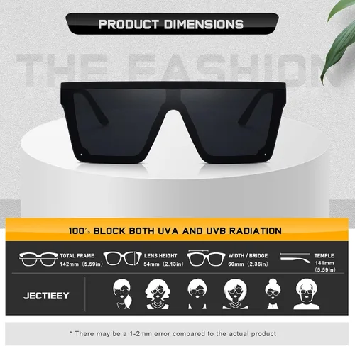 Miniatura 5 de Jectieey Oversized Square Sunglasses for Women Men Trendy Flat Top Sun Glasses Siamese Shades UV Protection