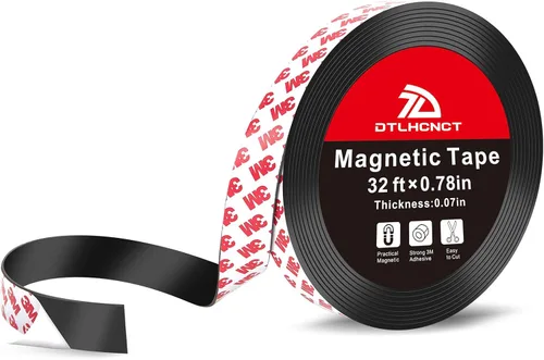 DTLHCNCT Cinta Magnética - Rollo de Cinta de Tira Magnética de 32 pies x 0.78 pulgadas con Fuerte Respaldo Adhesivo para Cocina, Oficina,