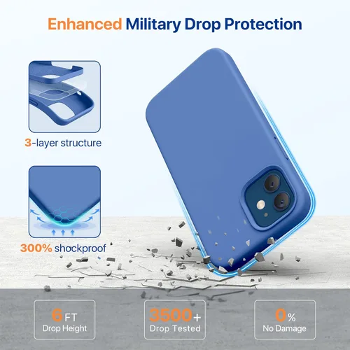 Miniatura 3 de Miracase Funda compatible con iPhone 12 y iPhone 12 Pro, goma de gel de silicona líquida, protección de cuerpo completo a prueba de golpes