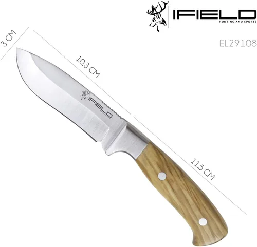 Miniatura 6 de iFIELD Cuchillo de caza deportivo para entrenamiento, hoja MOVA de 4 pulgadas en acabado satinado, hoja total de 8.5 pulgadas, virola de acero