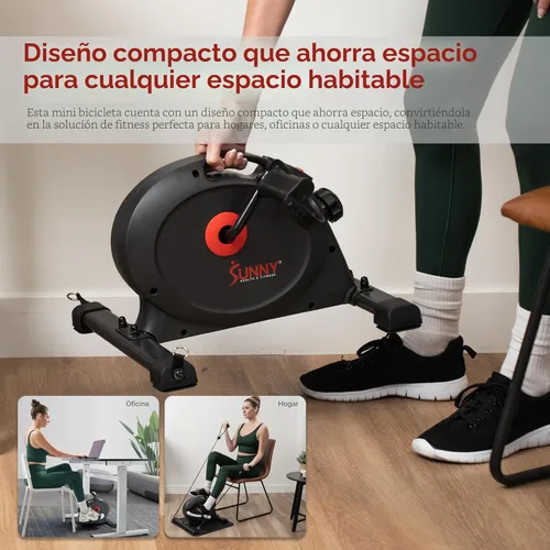 Miniatura 4 de Sunny Health & Fitness Smart Under-Desk Bike Exerciser, Low-Impact Cardio Cycling Equipment for Home/Office, Mini Paddler for Arm/Leg Mobility Gris